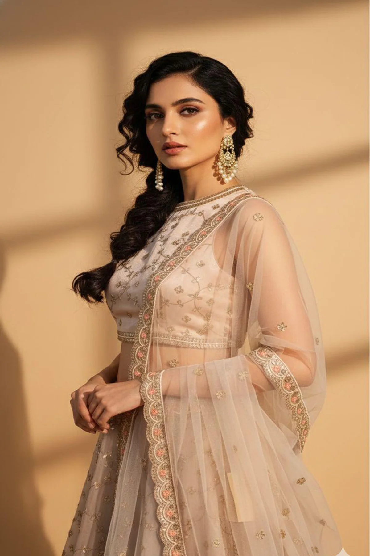 Alzahra Metallic Organza Lehenga Set - Image 2