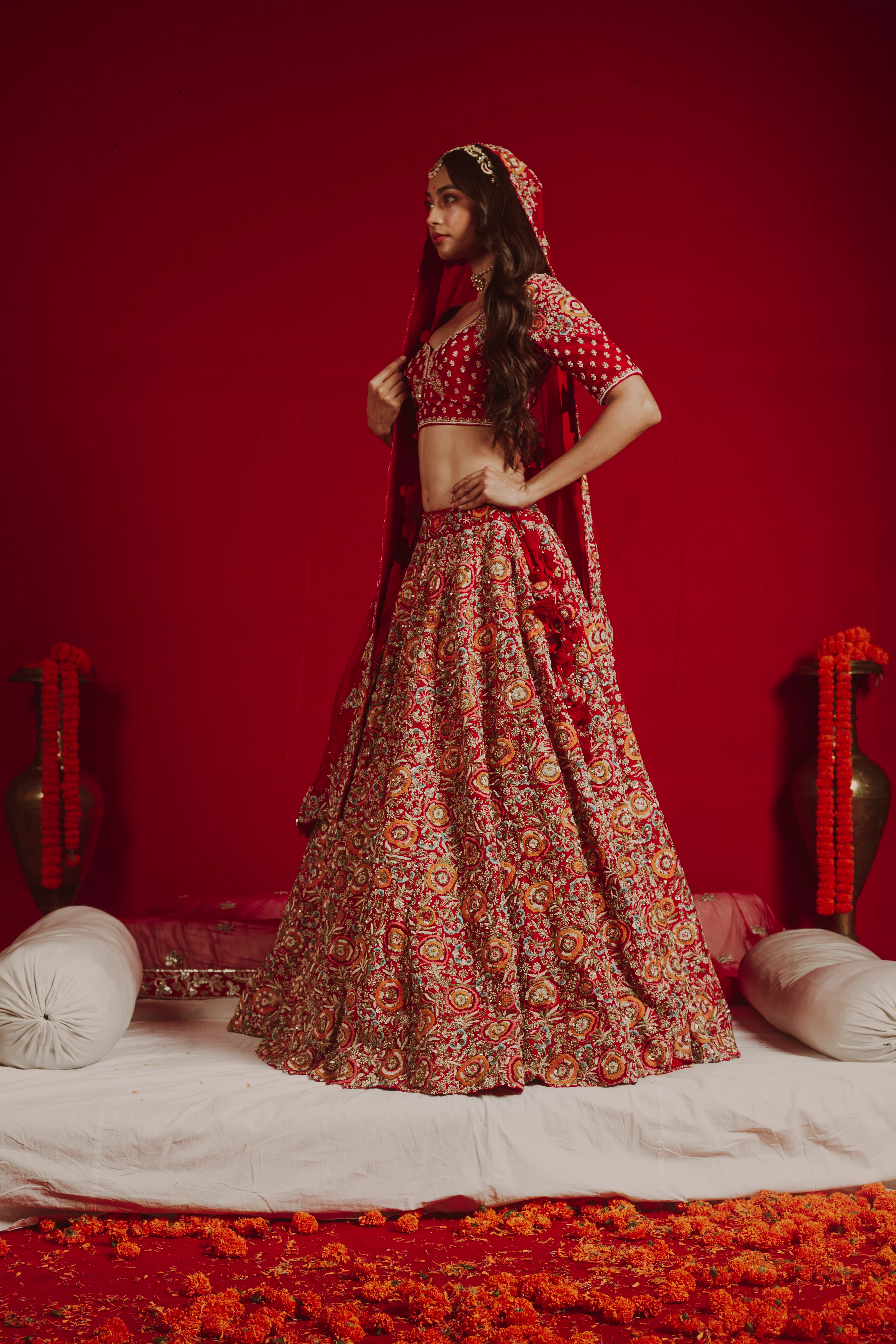 Crimson Cascade Lehenga - Image 3