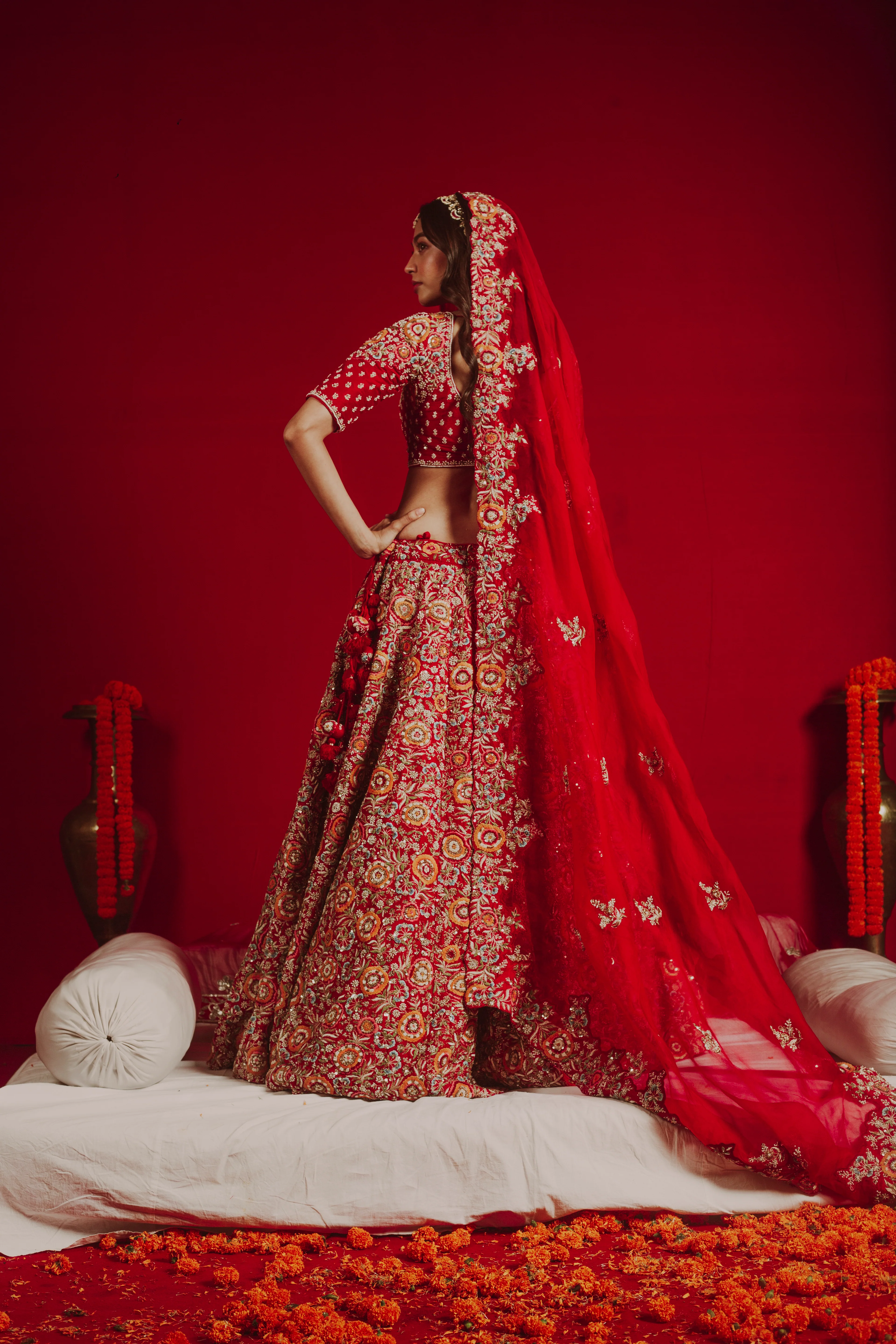 Crimson Cascade Lehenga - Image 4