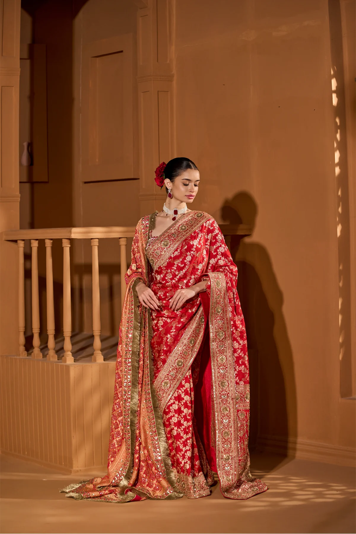 Crimson Elegance Banarasi Saree - Image 4