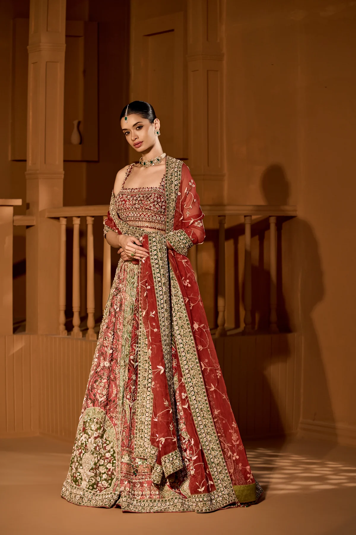 Eclipsed Ruby Wedding Lehenga