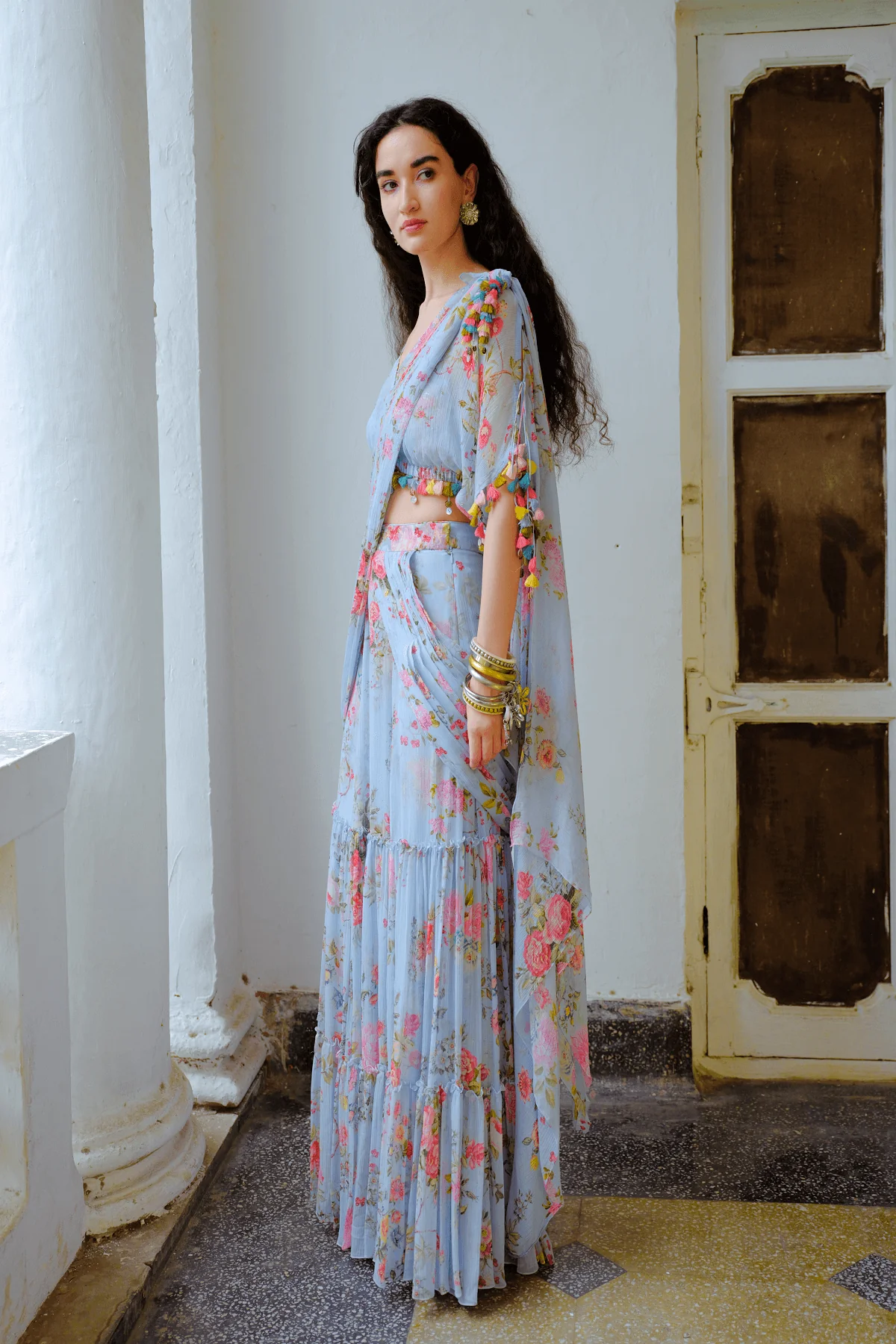 Élodie Flow Drape Saree - Image 2