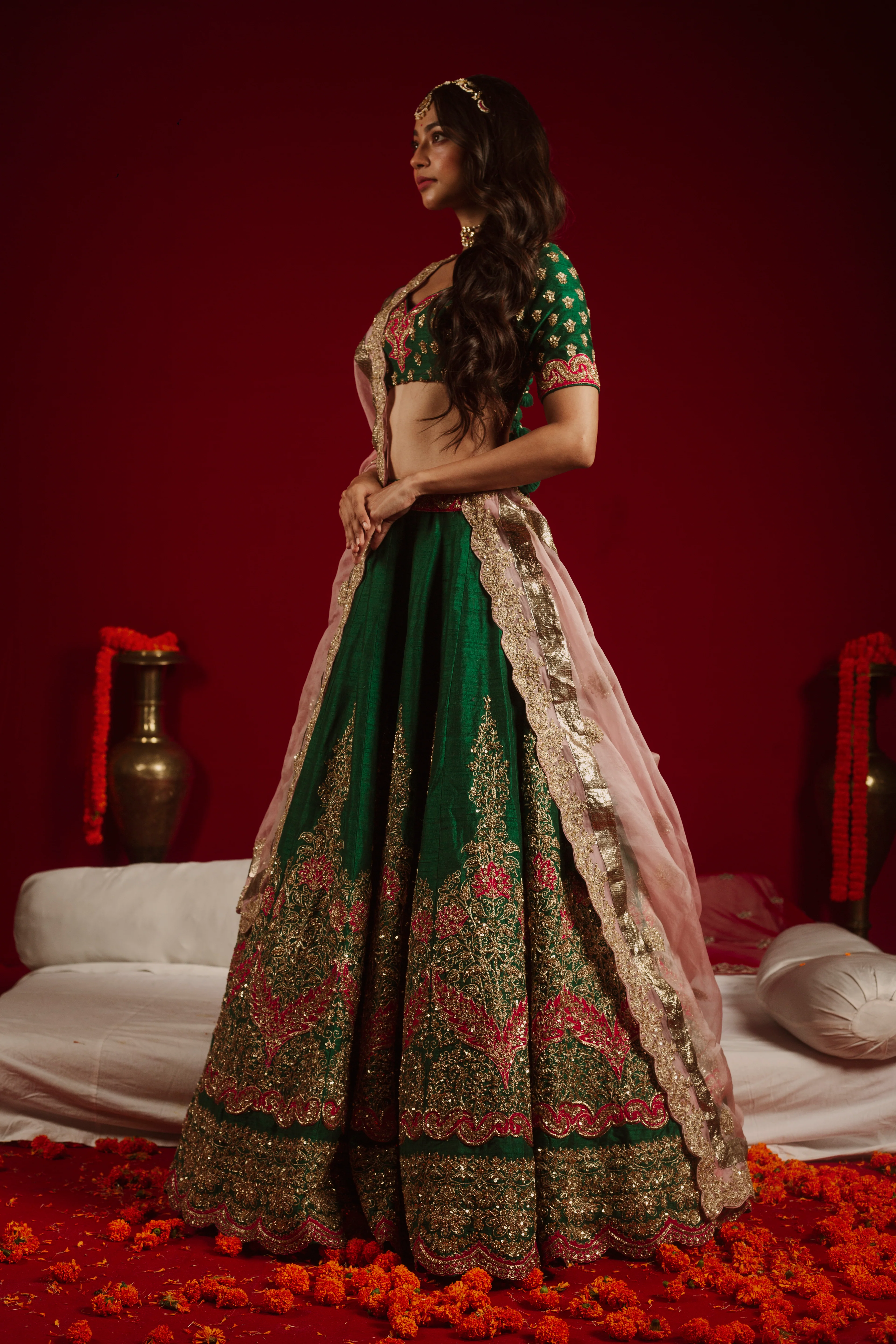 Emerald Blush Enchantment Lehenga - Image 3