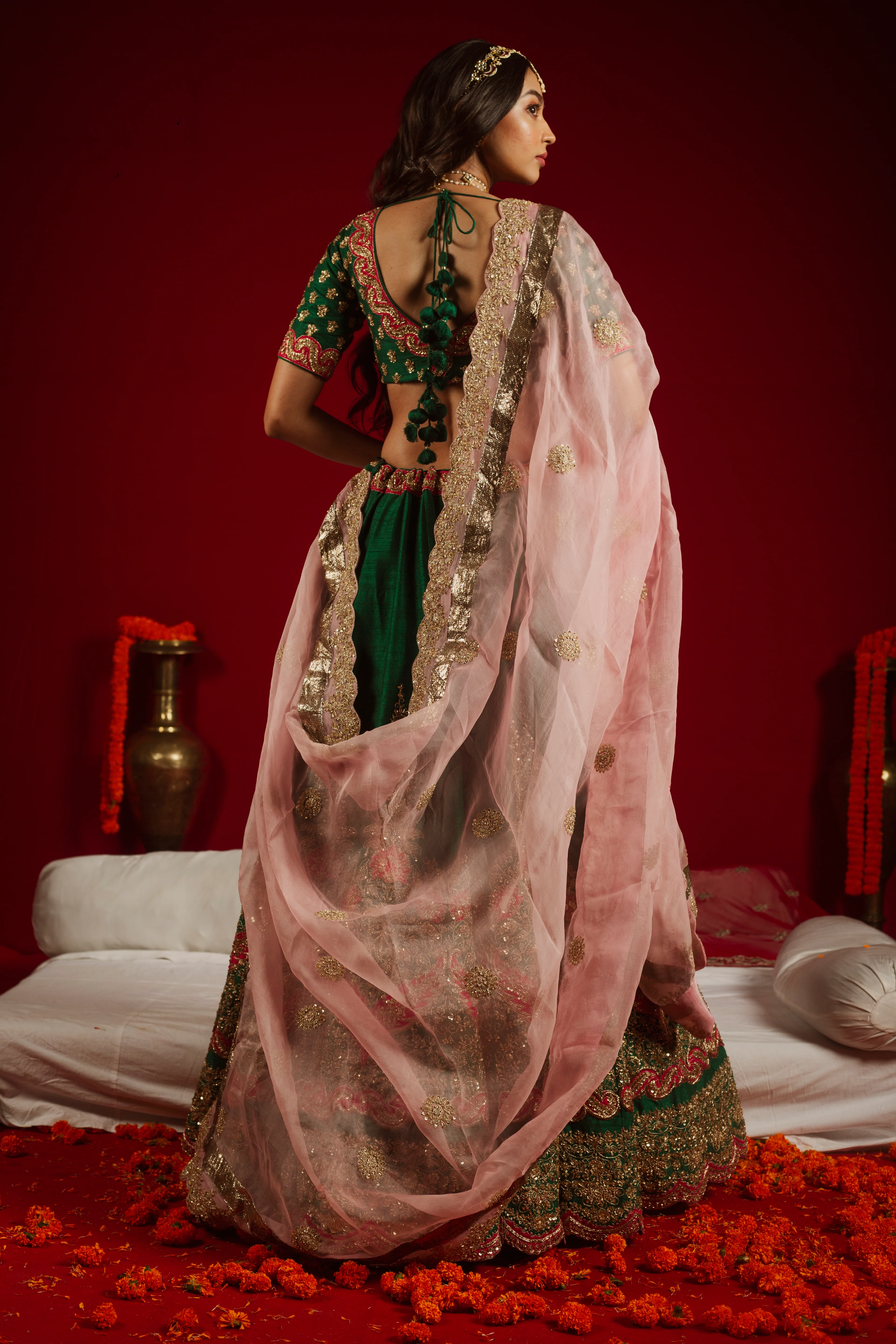 Emerald Blush Enchantment Lehenga - Image 4