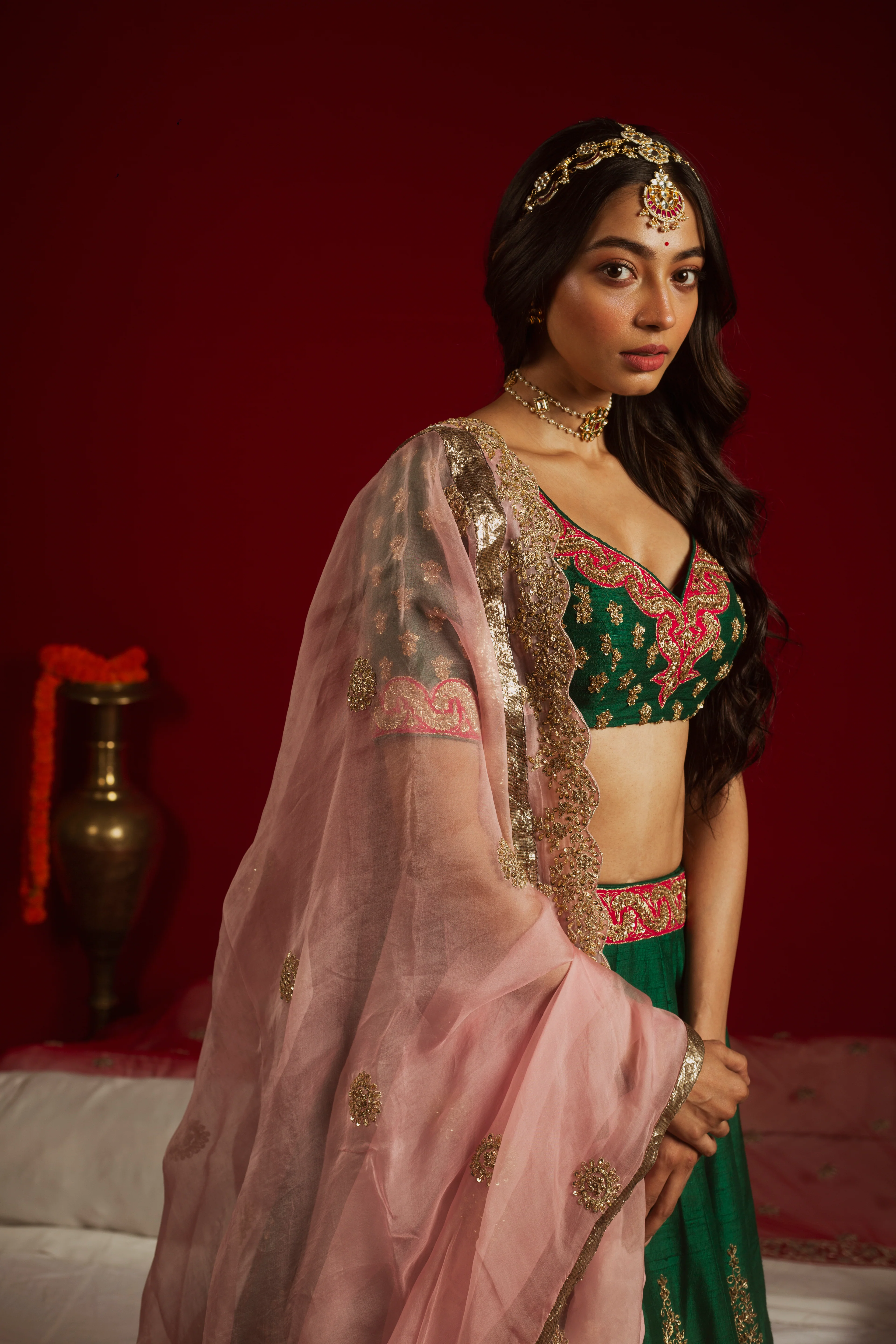 Emerald Blush Enchantment Lehenga - Image 5