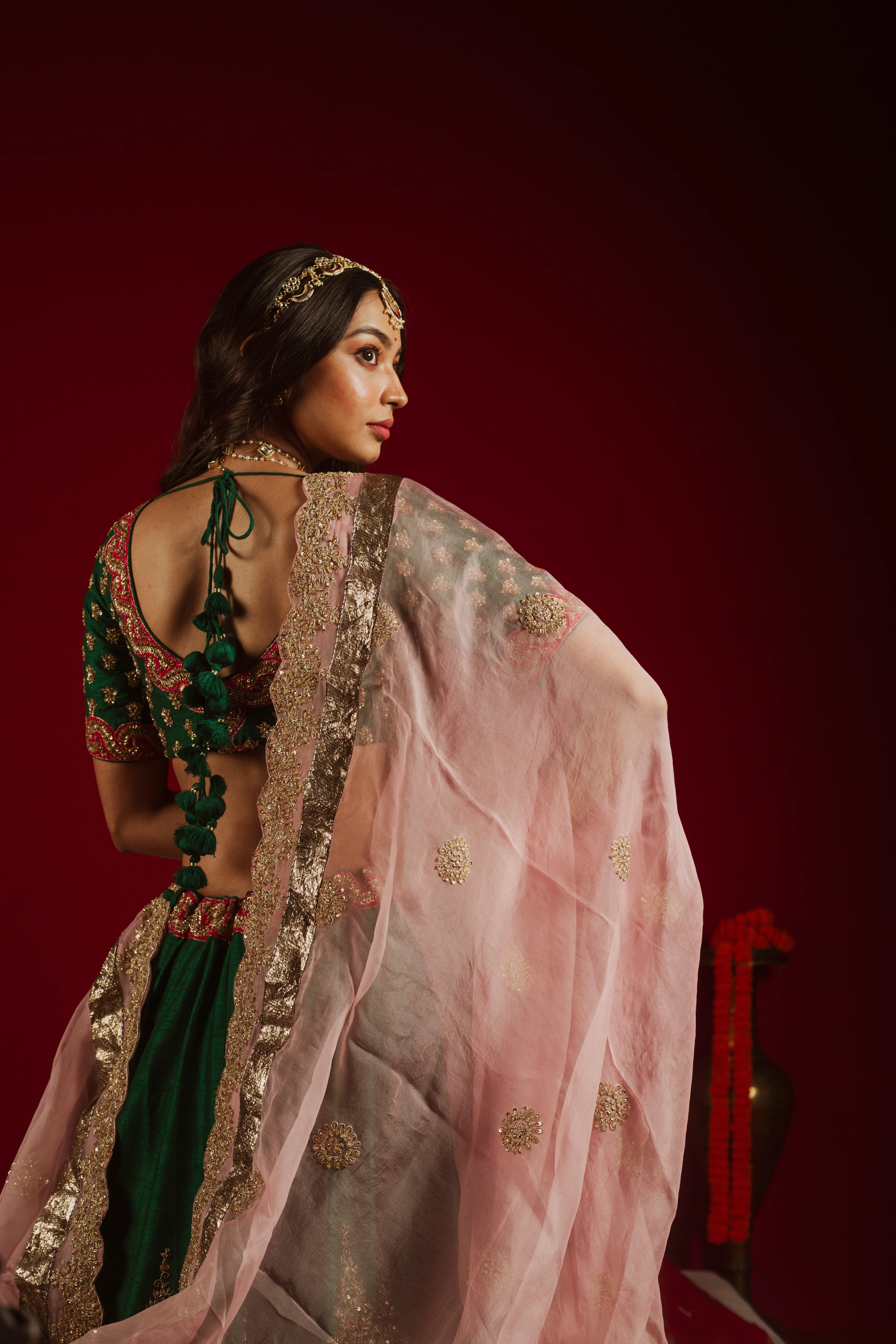 Emerald Blush Enchantment Lehenga - Image 6