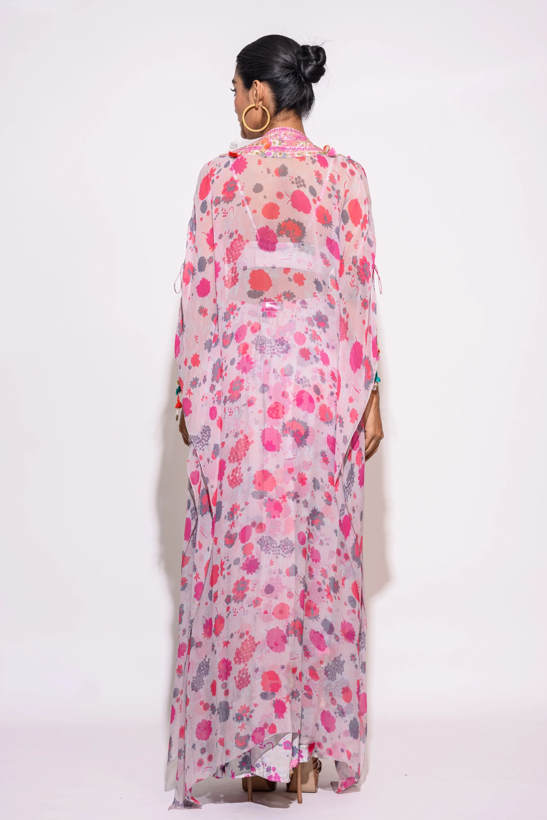 Grey Pink Kaftan with Palazzo Set - Image 4