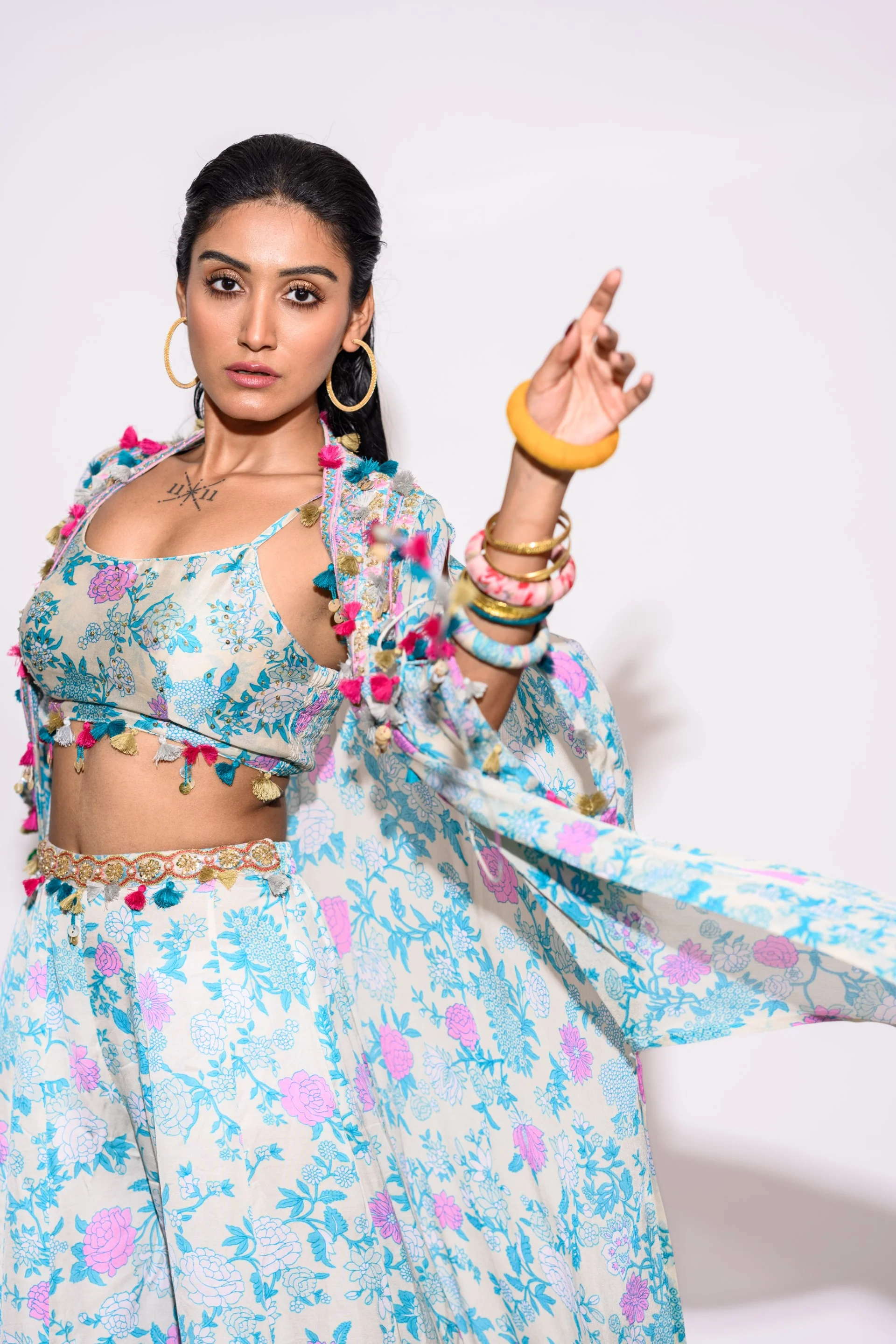 Light Blue Kaftan with Palazzo Set - Image 3