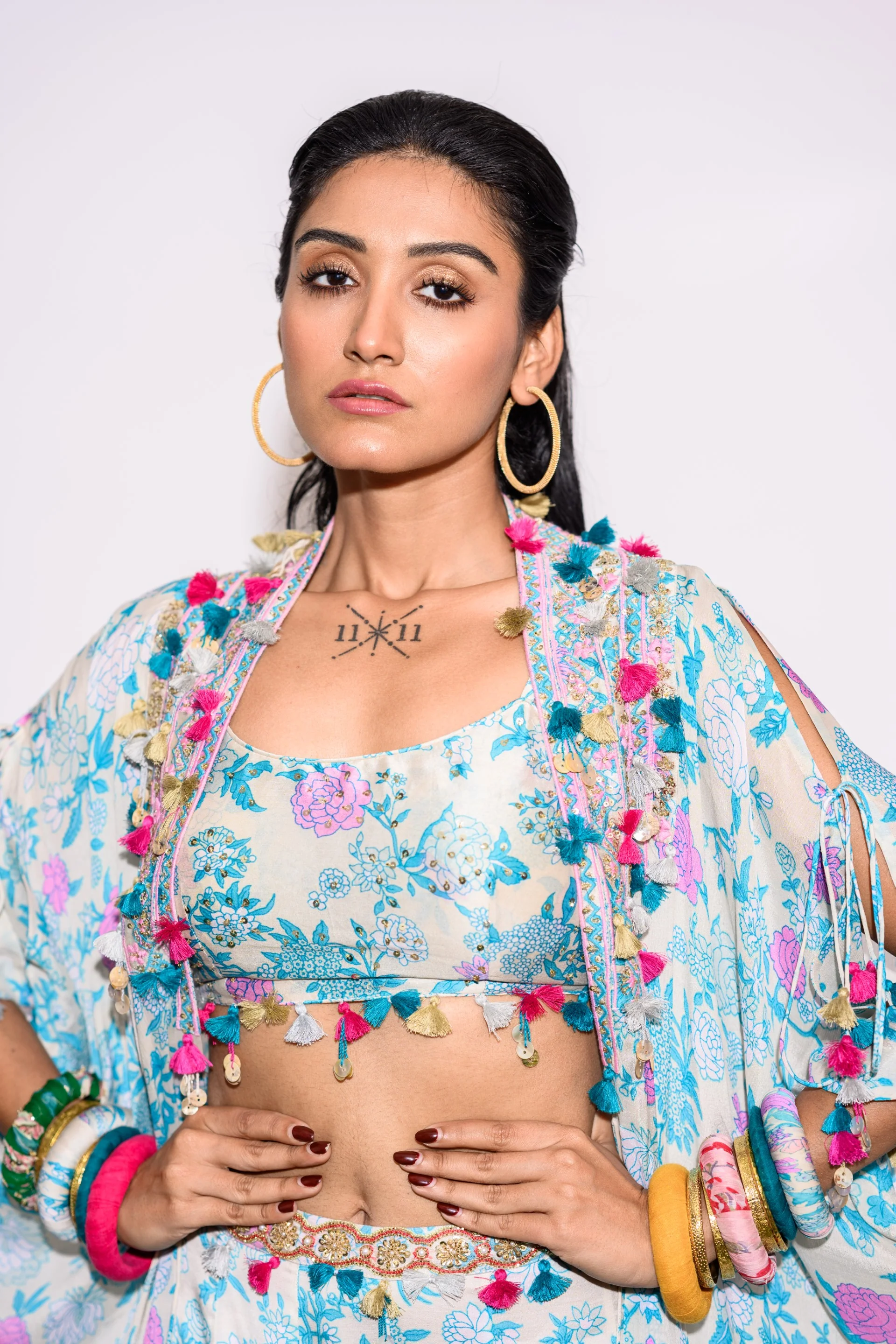 Light Blue Kaftan with Palazzo Set - Image 4
