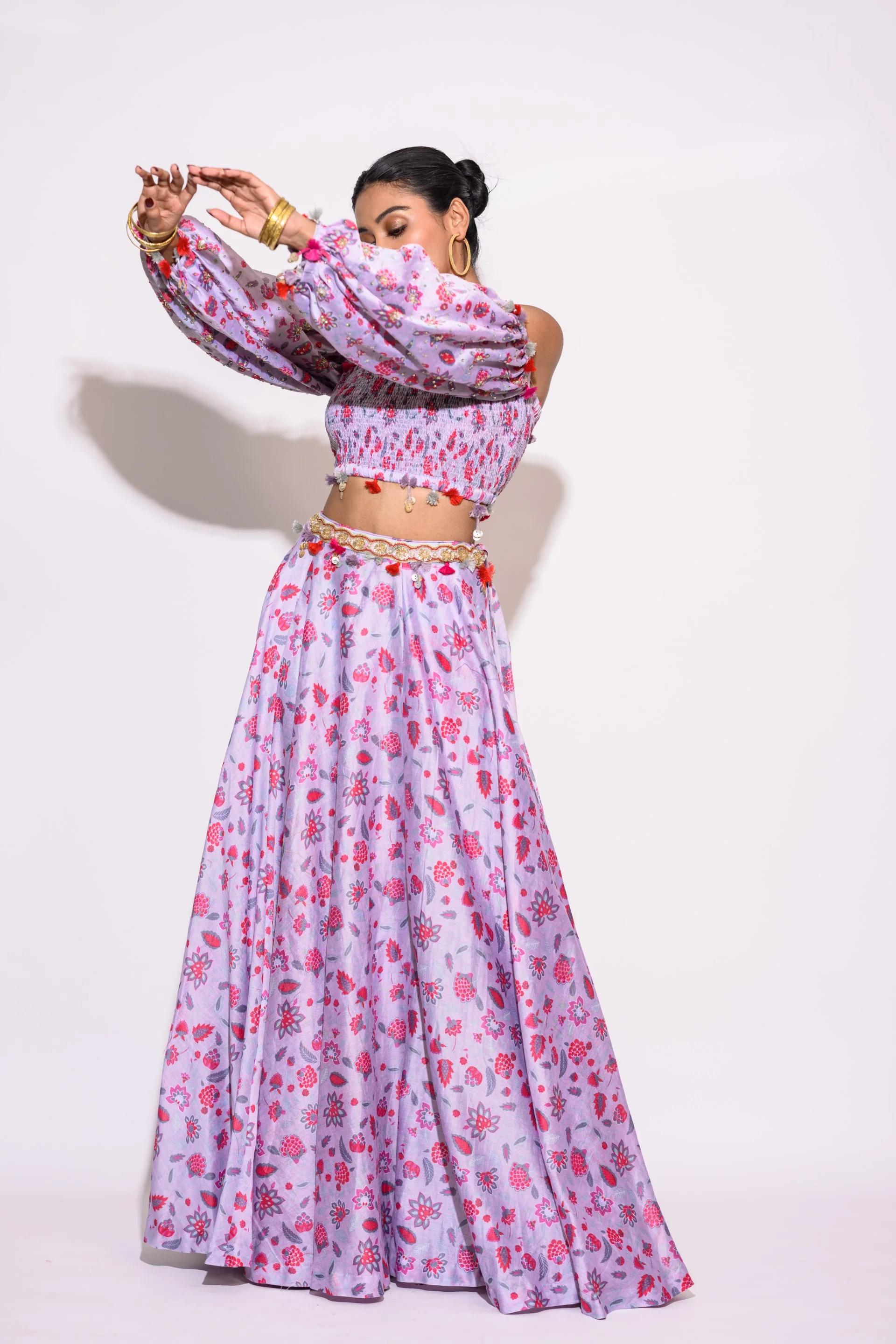 Lilac Cold Shoulder Blouse, Skirt Set - Image 2