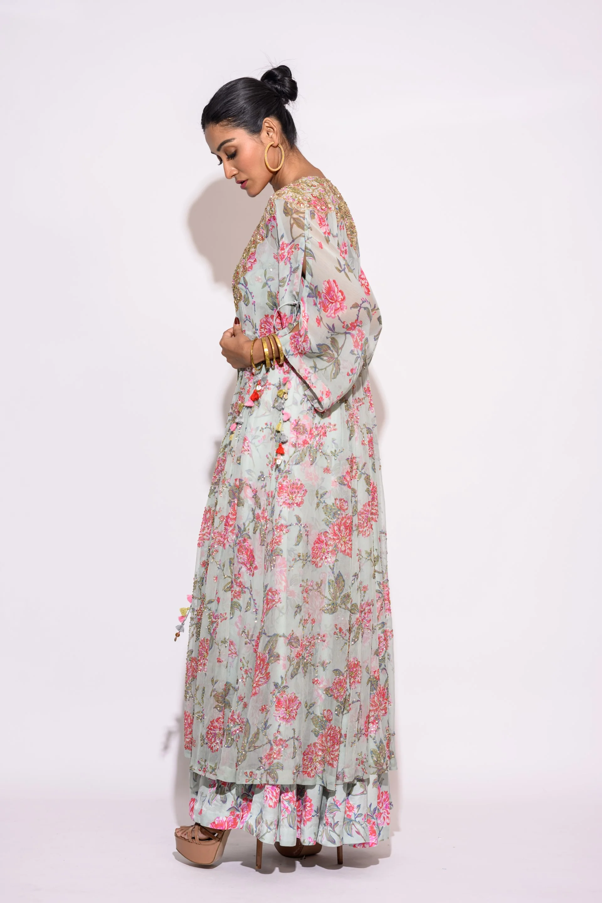 Mint Kaftan with Pallazzo Set - Image 3