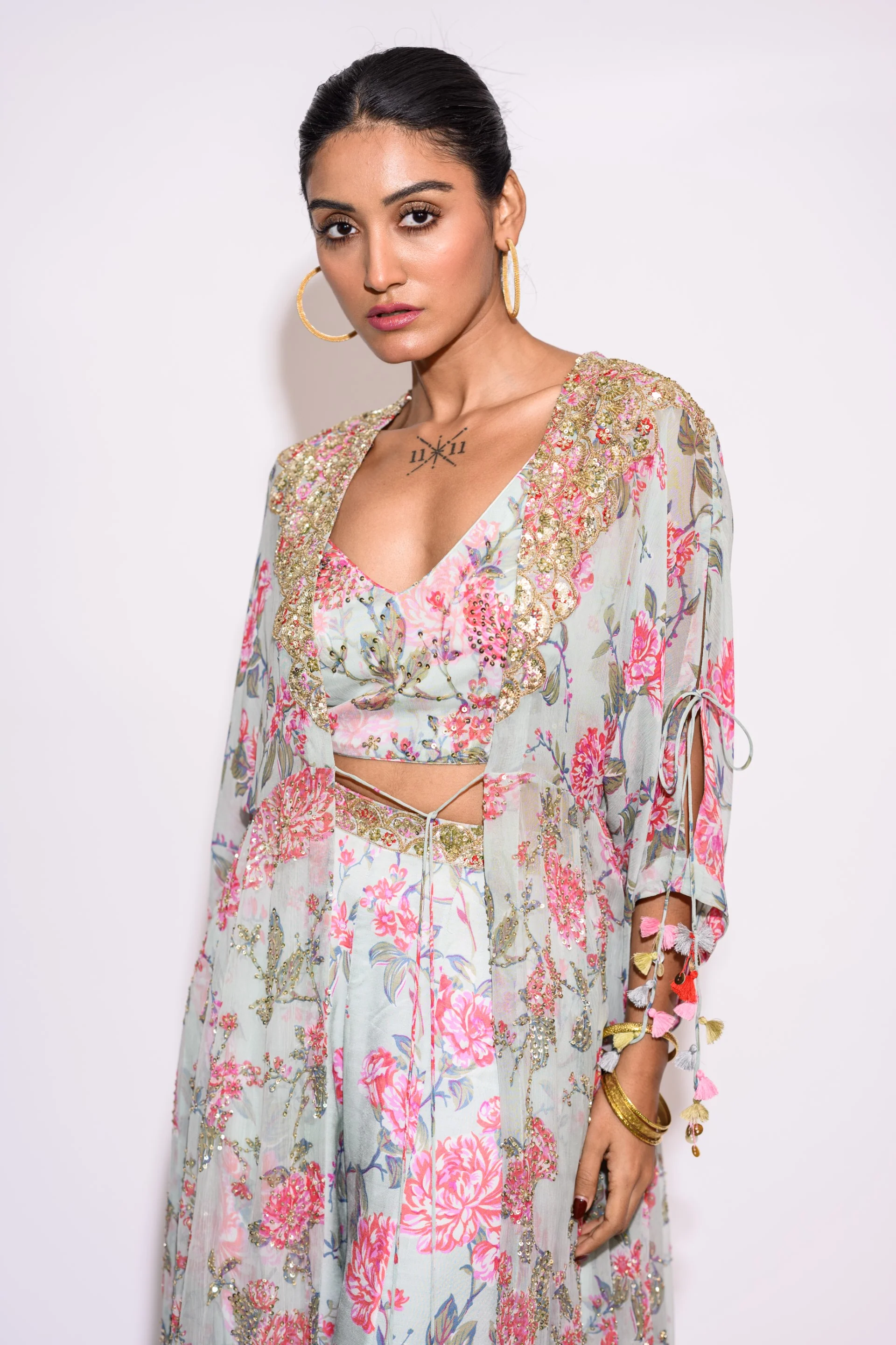 Mint Kaftan with Pallazzo Set - Image 5
