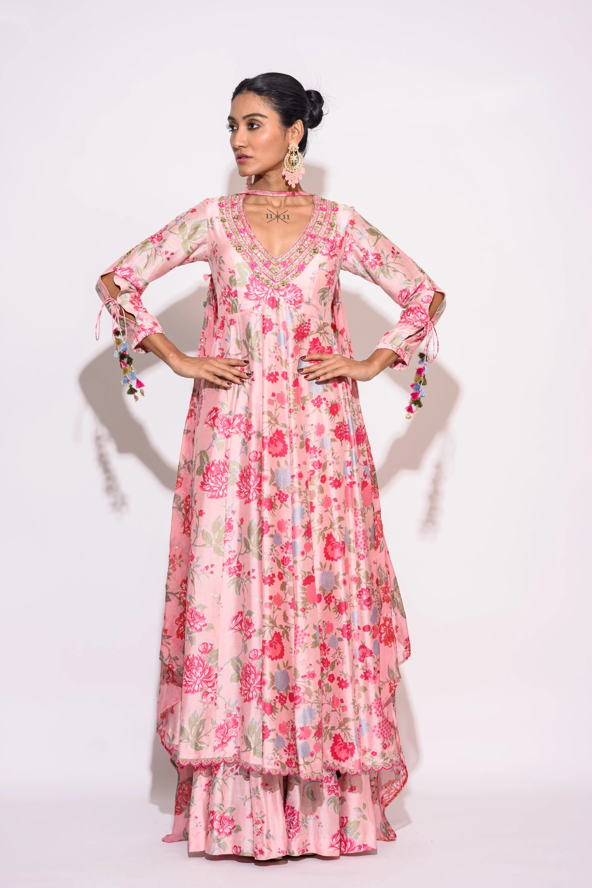 Printed Pink sharara set - Image 3