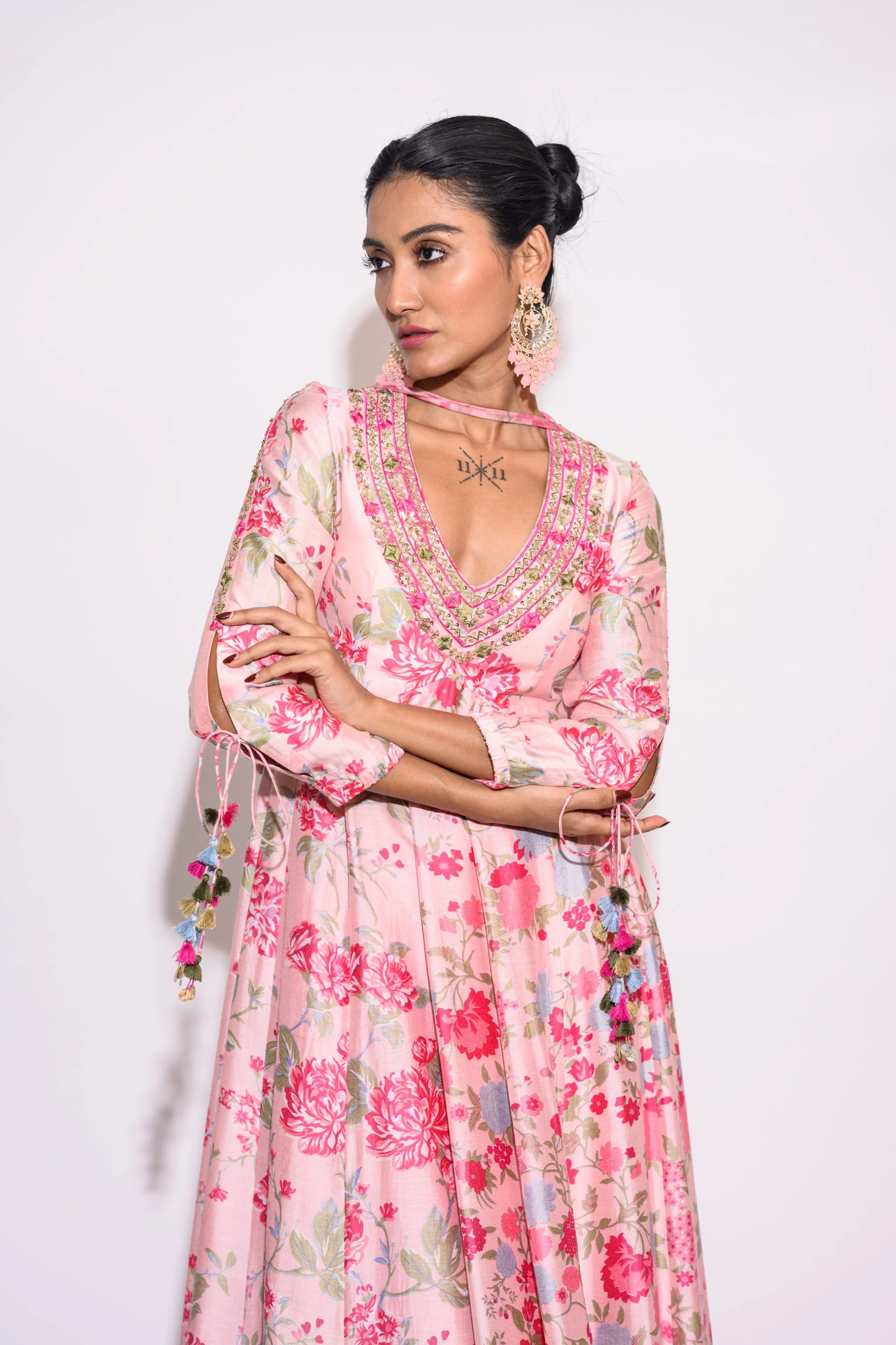 Printed Pink sharara set - Image 5