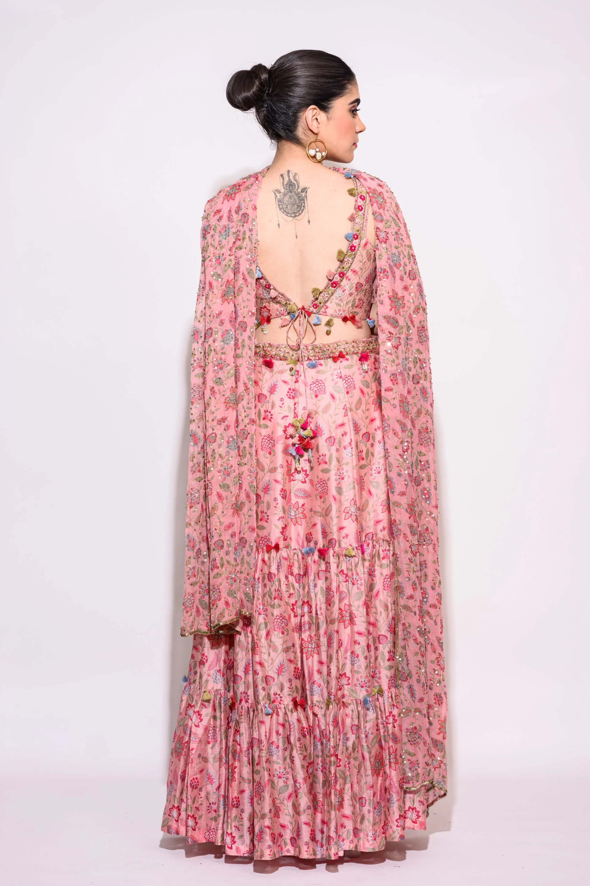 Printed Pink Lehenga with Chiffon dupatta - Image 4