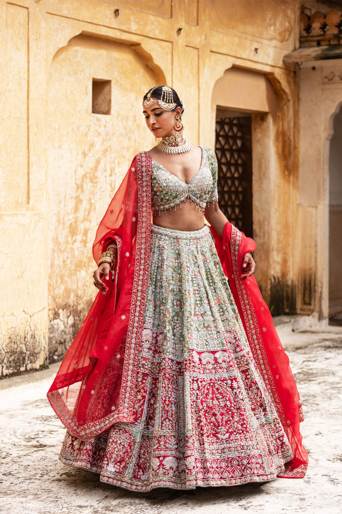 Radiant Vermilion Lehenga - Image 2