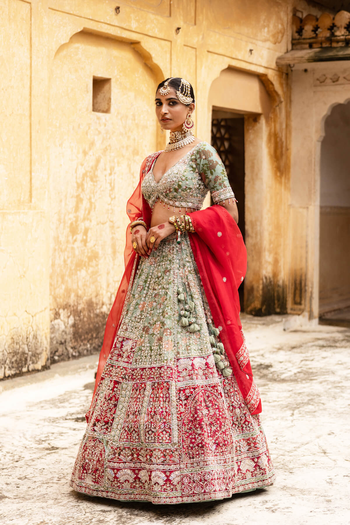 Radiant Vermilion Lehenga - Image 3