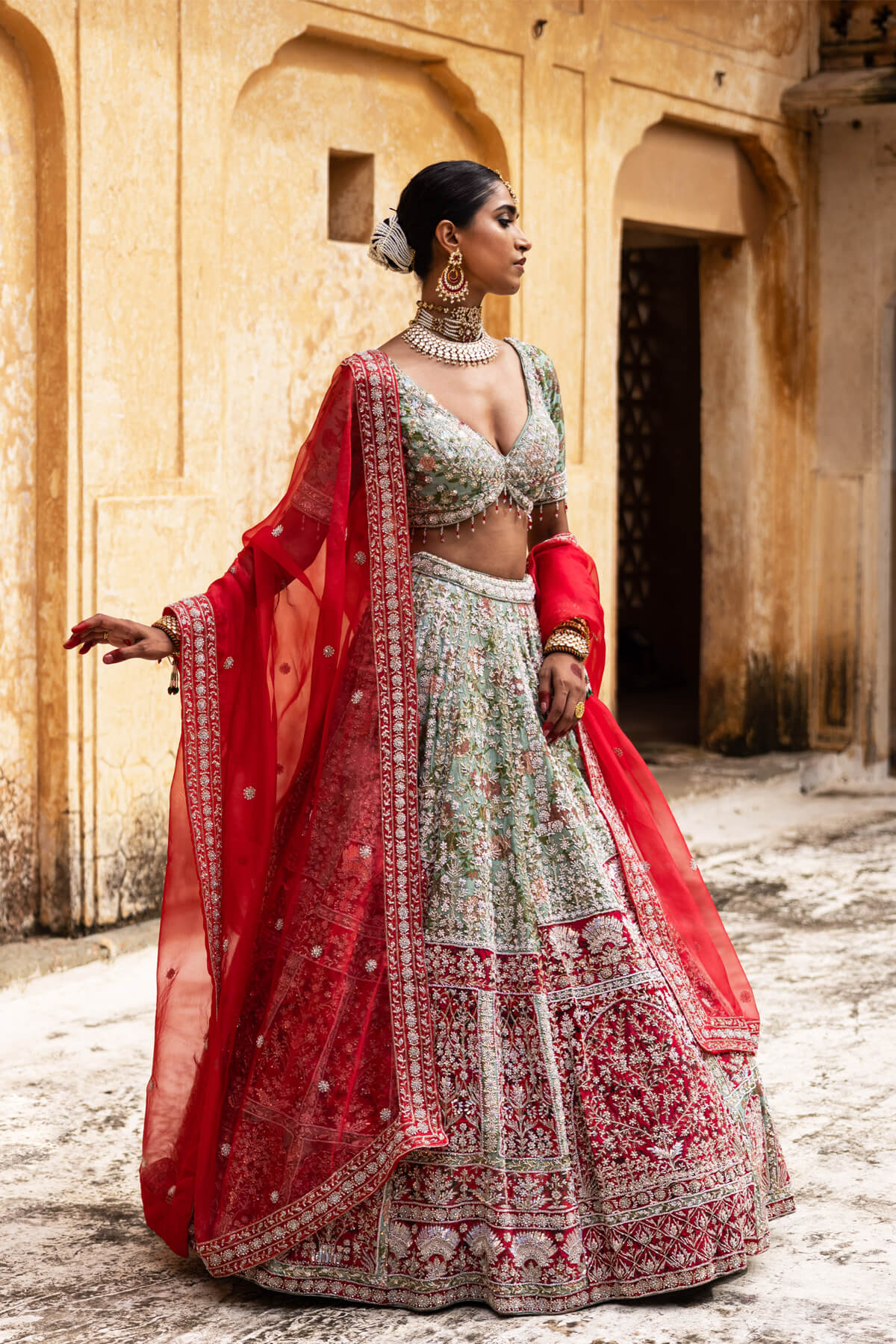 Radiant Vermilion Lehenga - Image 4