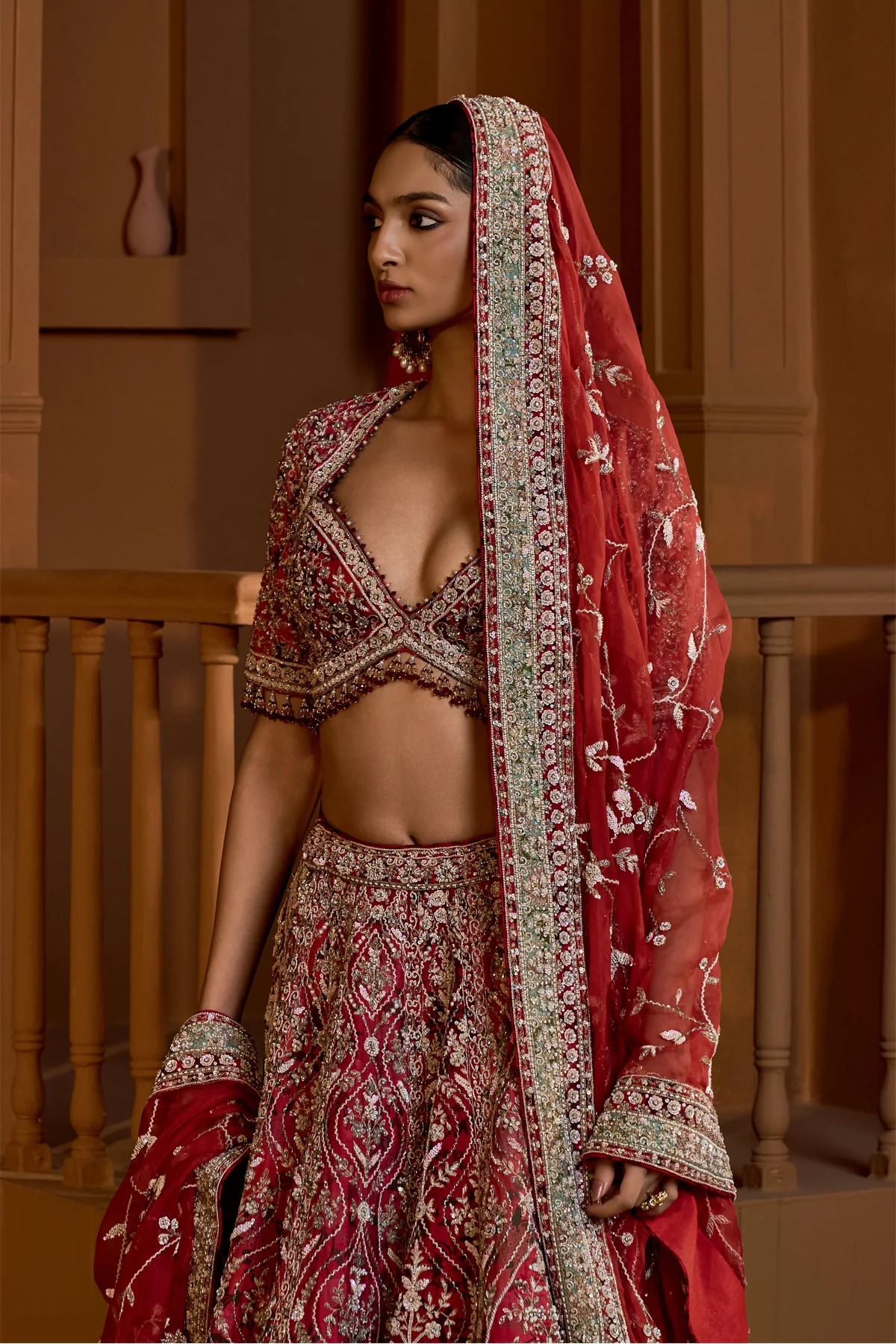 Scarlet Enchantment Lehenga - Image 3