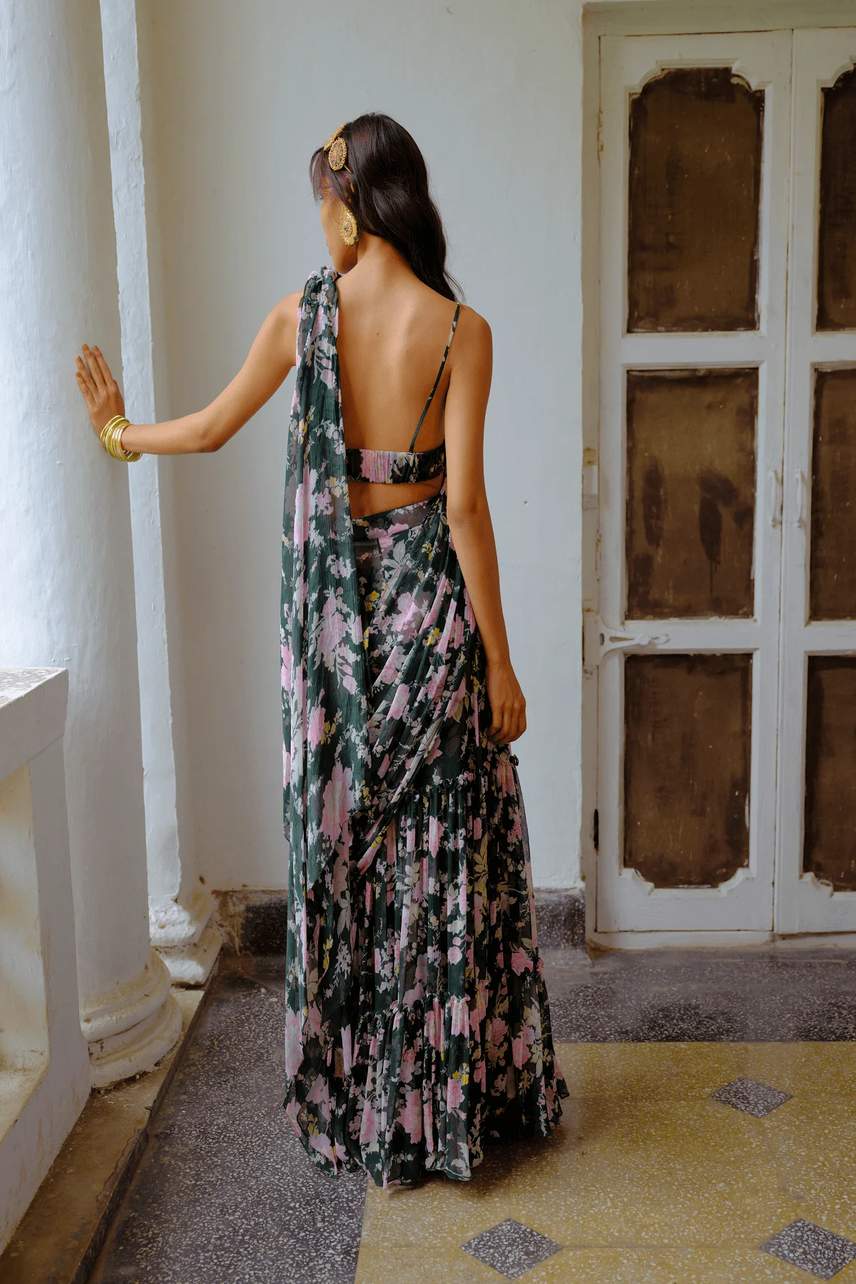 Sylvie Mirage Drape Saree - Image 2