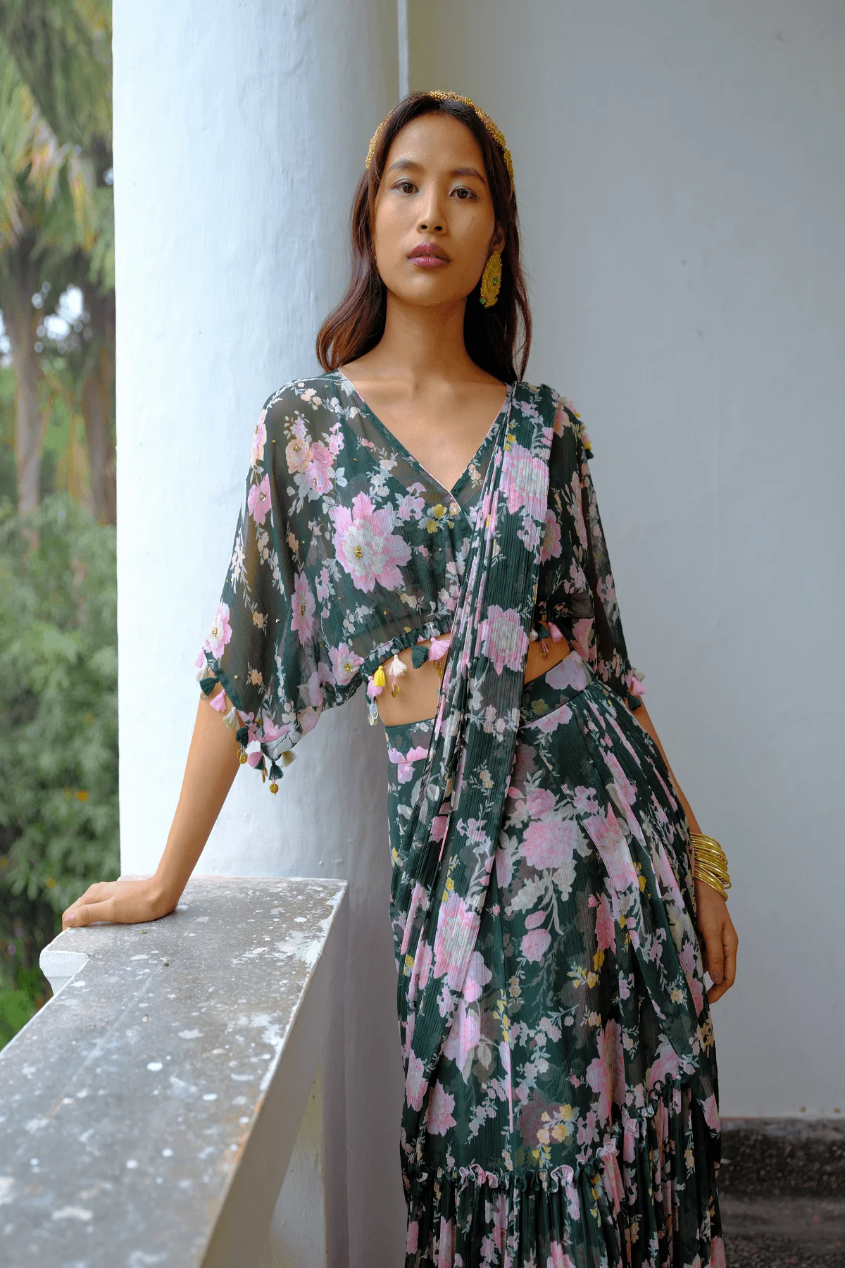 Sylvie Mirage Drape Saree - Image 3