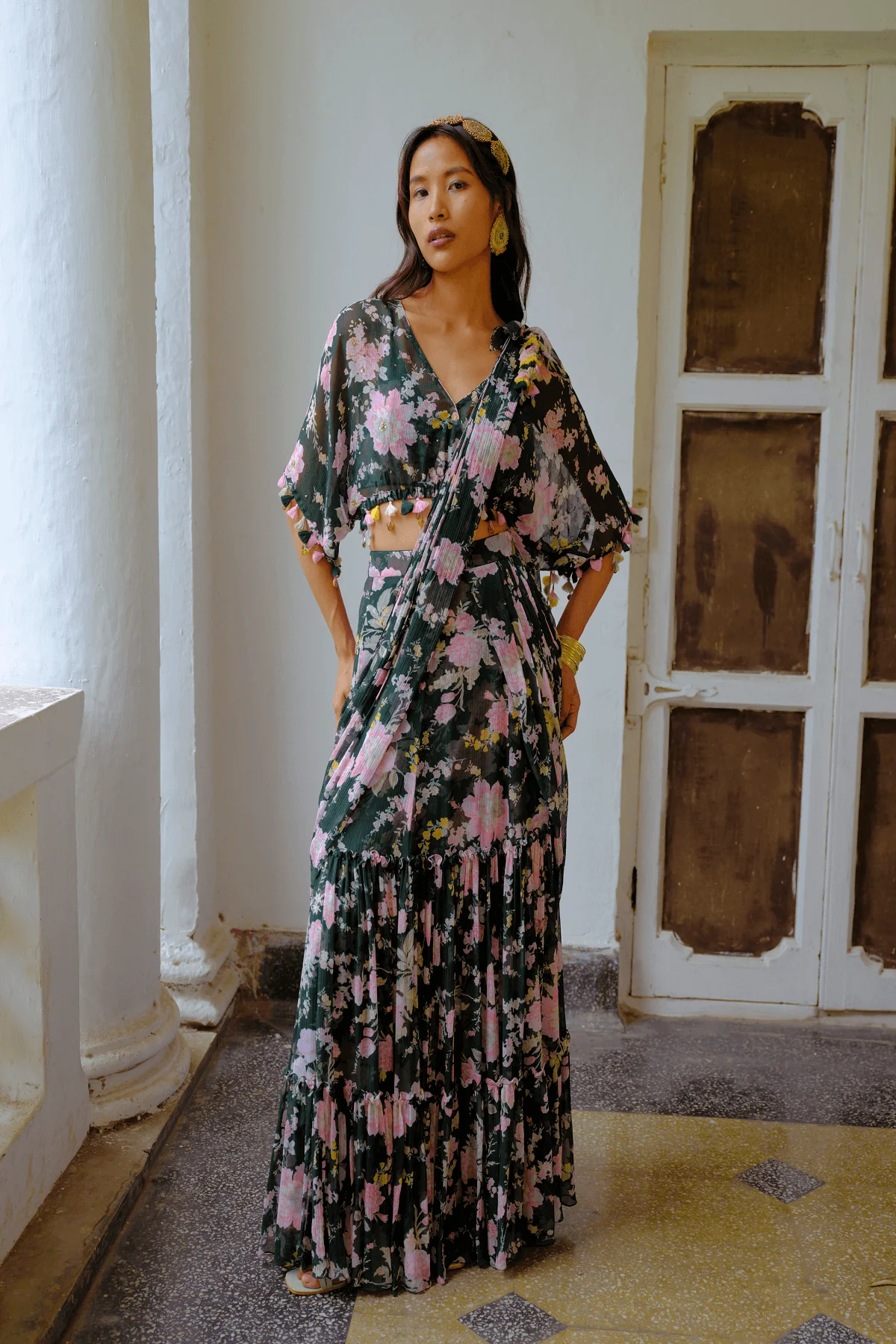 Sylvie Mirage Drape Saree - Image 5