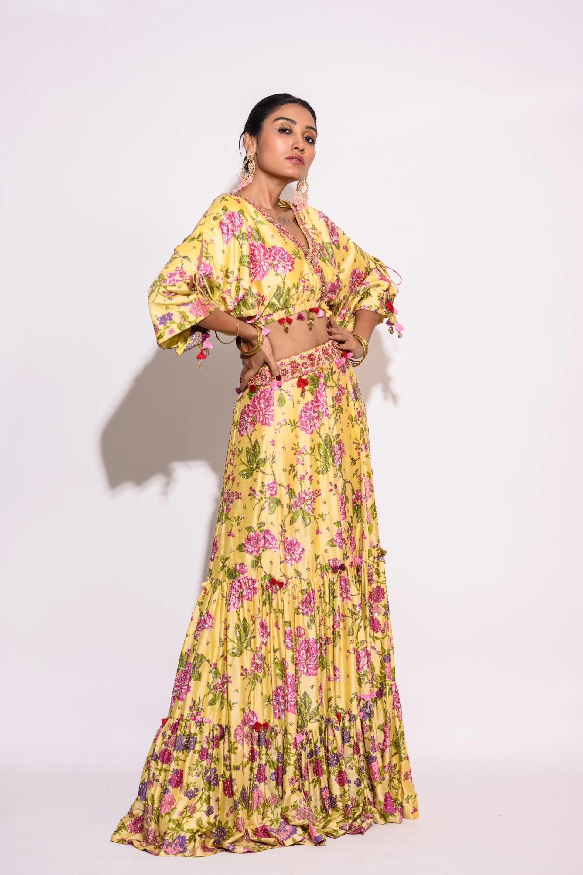 Yellow Printed Skirt Set - Image 2