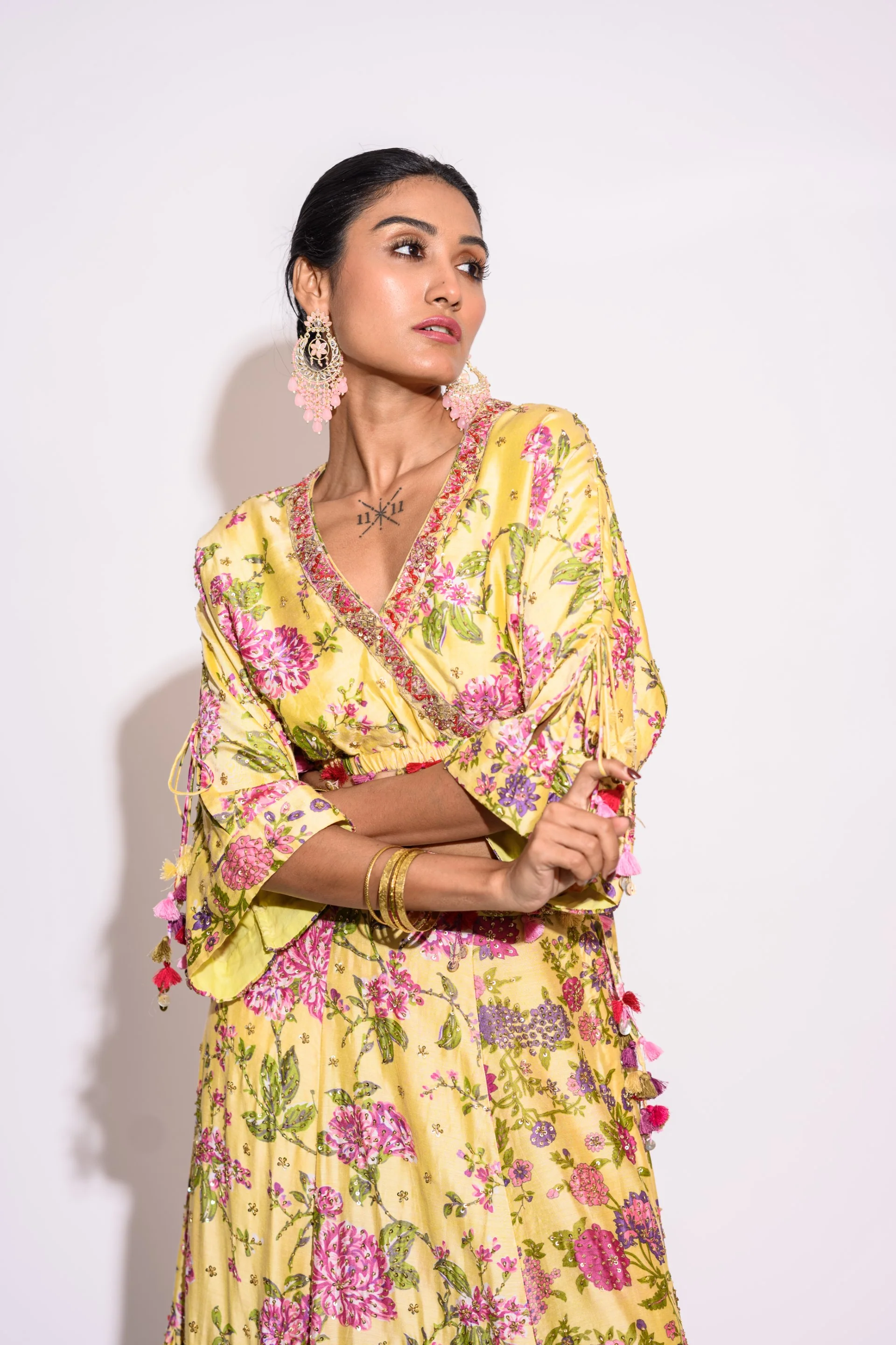 Yellow Printed Skirt Set - Image 3